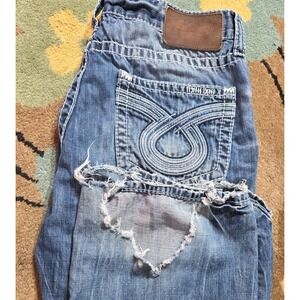 Big Star Jeans Men 36x32 Blue Pioneer Straight Thrashed Washout Faded Distressed